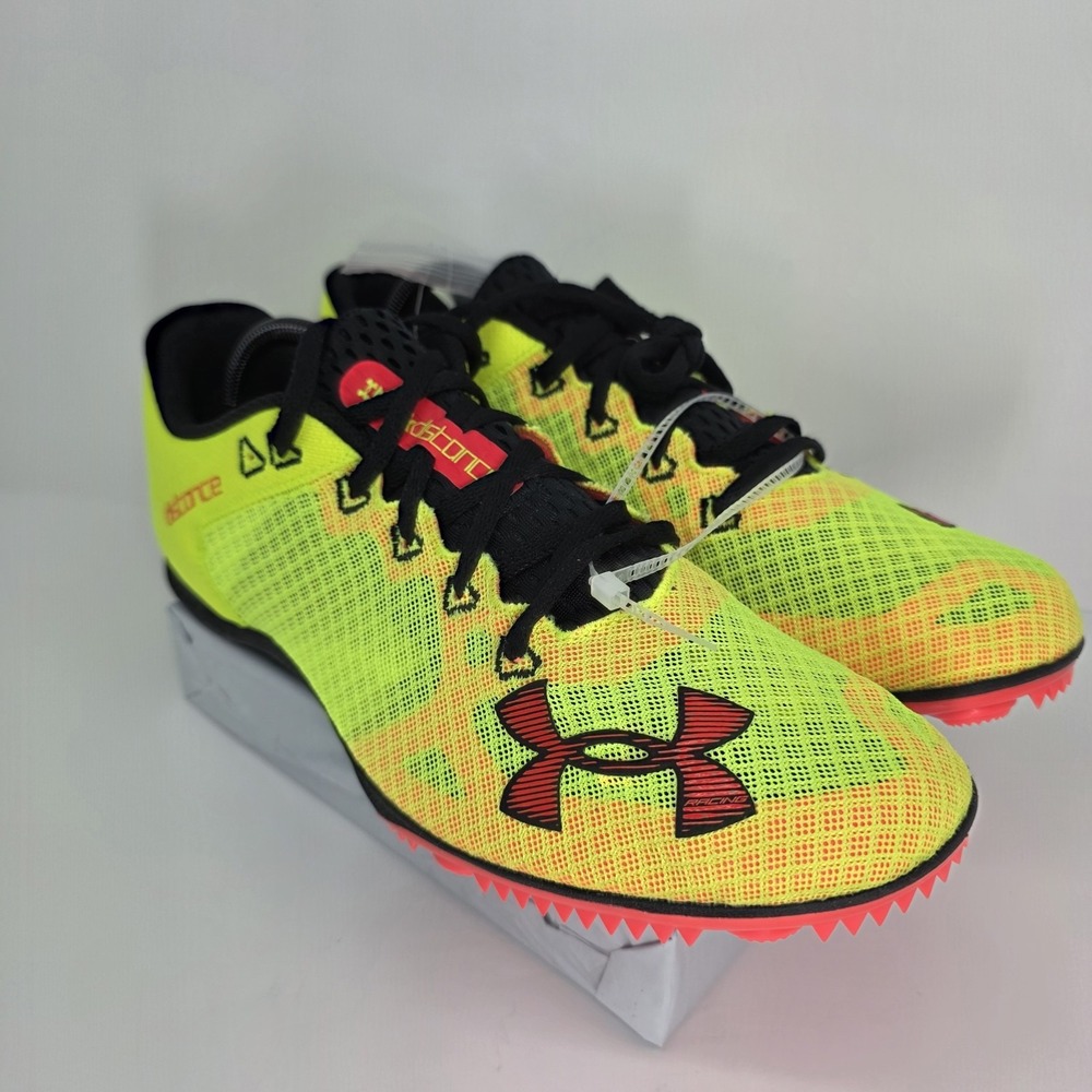 Under Armour Kick Distance 4 Track Spikes Mens 12.5 Yellow Black Racing 3026678